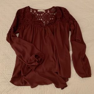 Abercrombie and Fitch burgundy long sleeve blouse